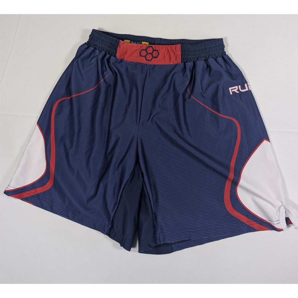 RUDIS Wrestling Shorts Mens Medium Navy Blue Red White Honeycomb Training USA